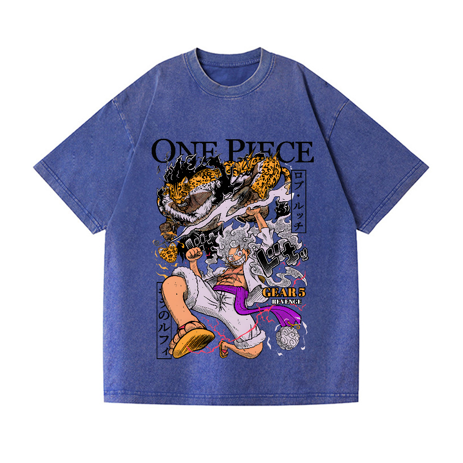 One Piece Gear 5 Luffy Vintage Wash Japanese Design T-Shirt