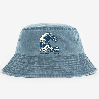 Katsushika Hokusai Wave Vintage 100% Cotton Bucket Hat