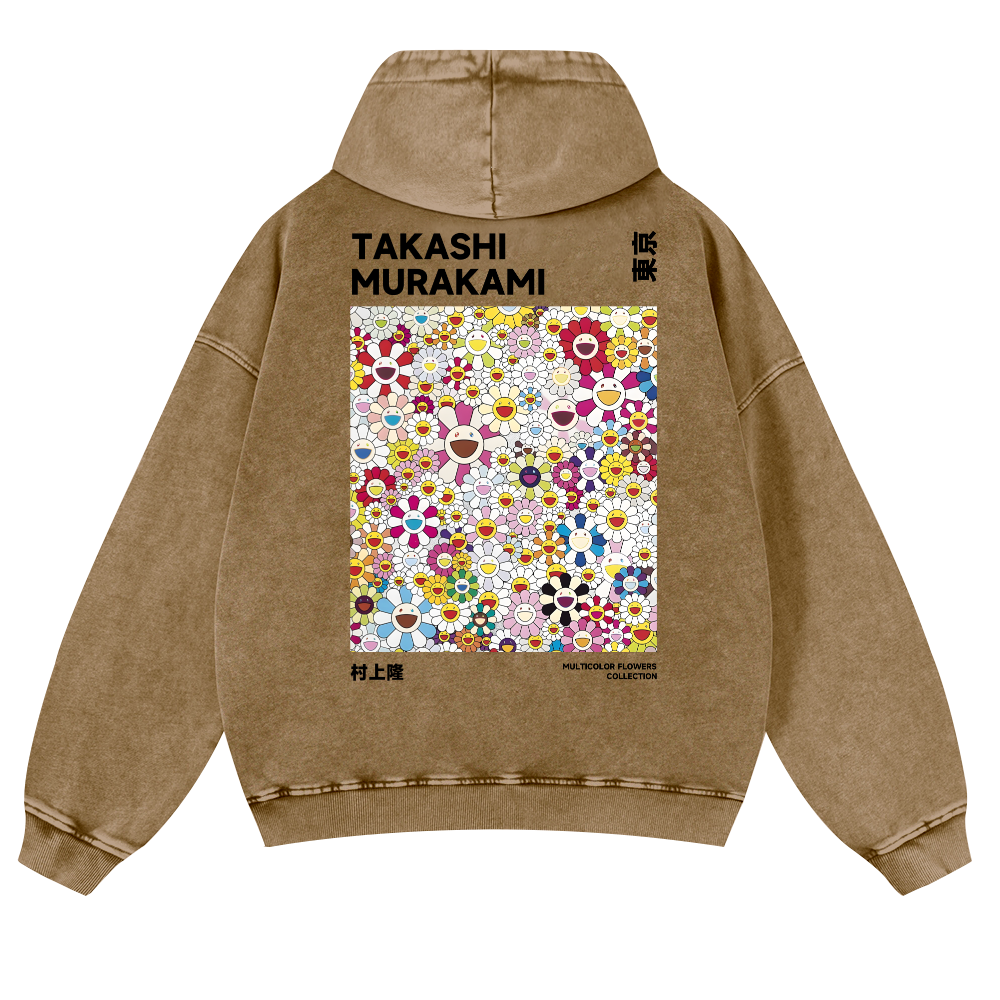 TM Flower Vintage Washed Cotton Back Art Hoodie