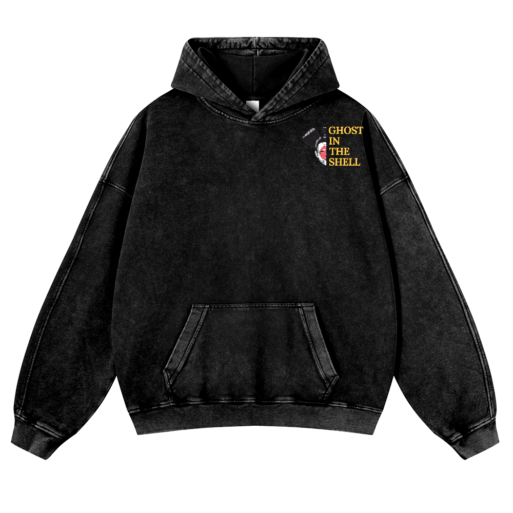 Ghost of the Shell Geisha Vintage Washed Cotton Back Art Hoodie