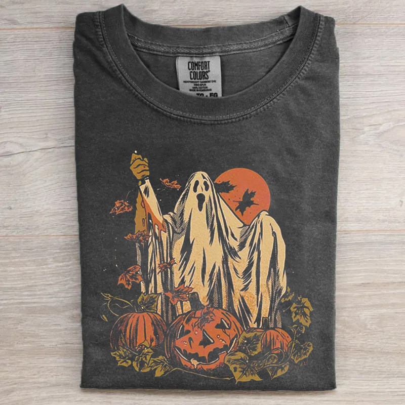 Retro Ghost Pumpkin Halloween T-shirt