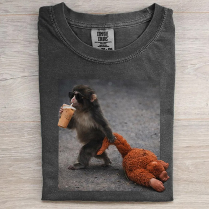 Baby Monkey Punch Drinking Iced Coffee T-shirt