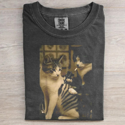 Retro Cat Tattoo Funny Meme Graphic Unisex T-shirt