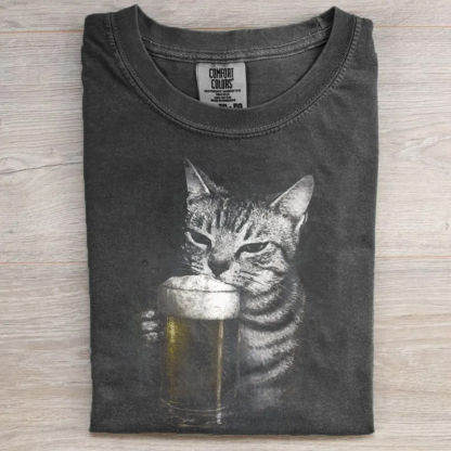 Cat Beer Y2k Vintage 90s T-shirt