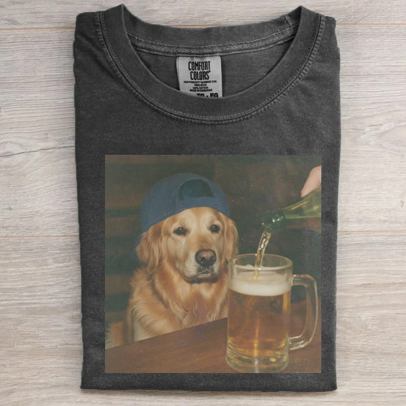 Funny Golden Retriever Drinking Beer T-shirt