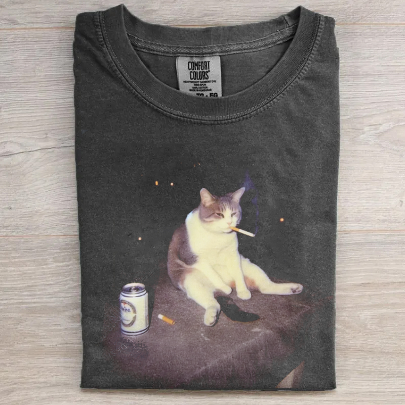 Funny Smoking Cat Meme T-shirt