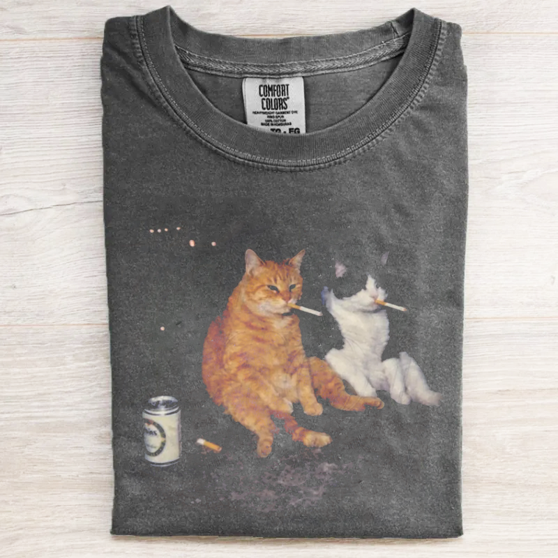 Smoking Cats Graphic T-shirt