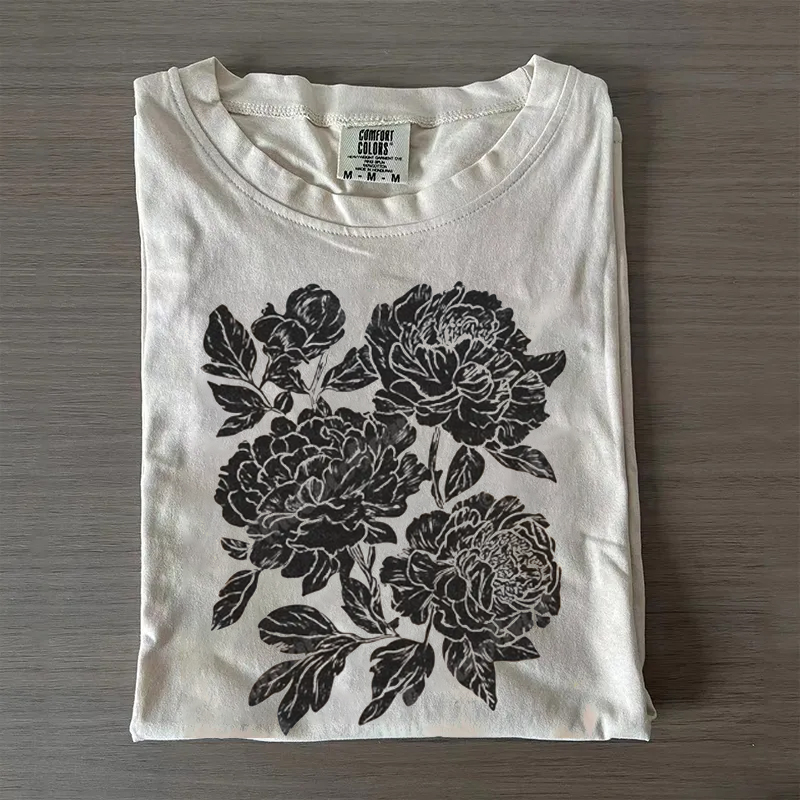 Vintage Linocut Flower T-shirt