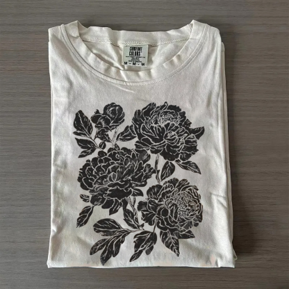 Vintage Linocut Flower T-shirt