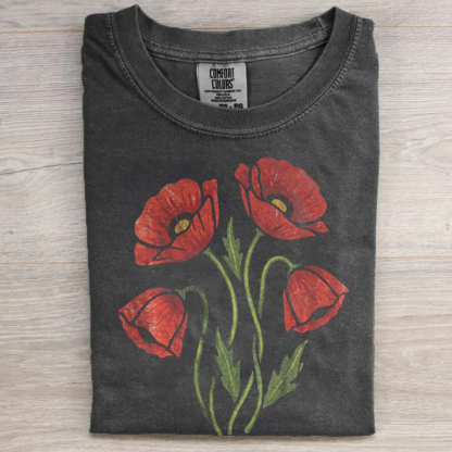 Vintage Poppy Flower Graphic T-shirt