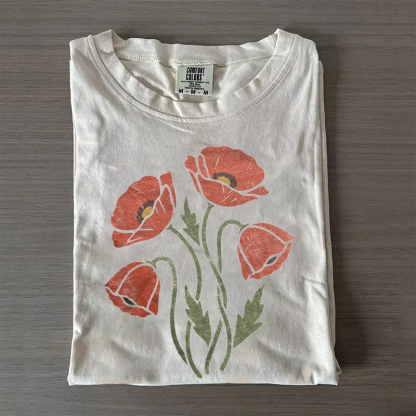 Vintage Poppy Flower Graphic T-shirt