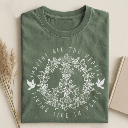 Floral Imagine Peace T-shirt