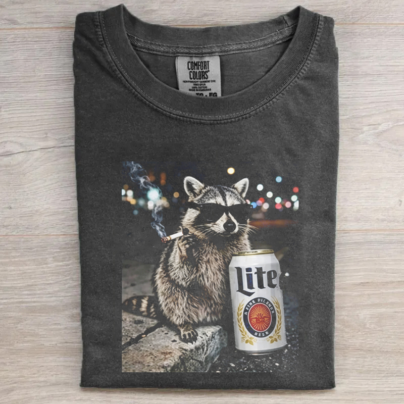 Raccoon Drinking Beer T-shirt