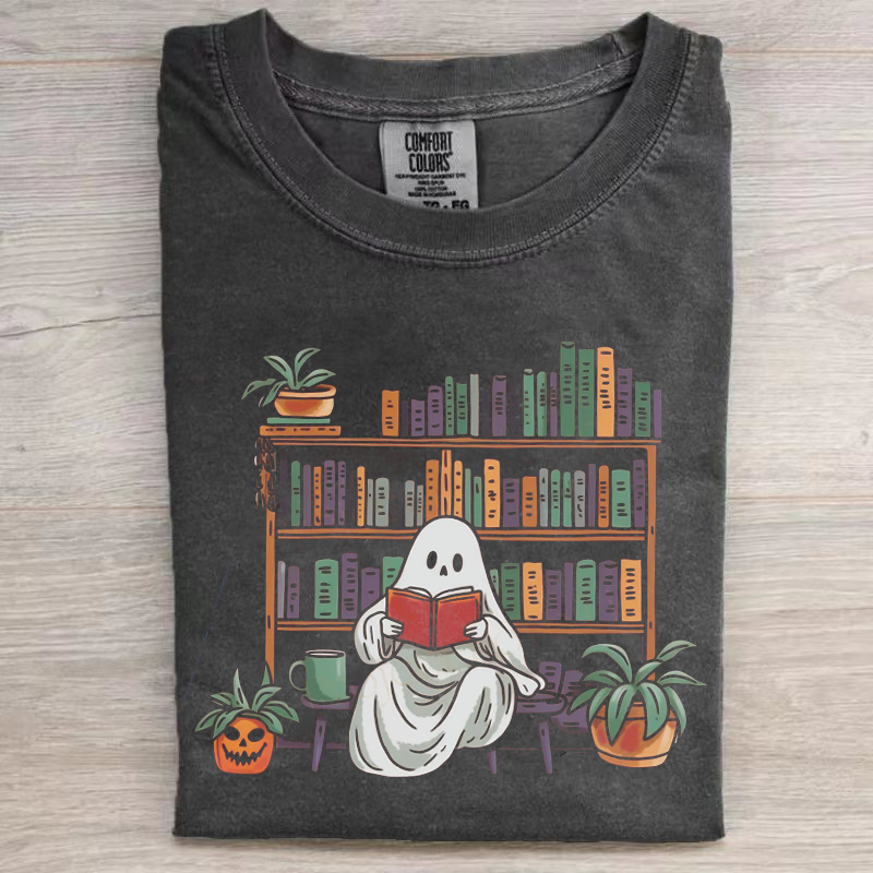 Bookish Ghost Sweater Spooky Library T-shirt