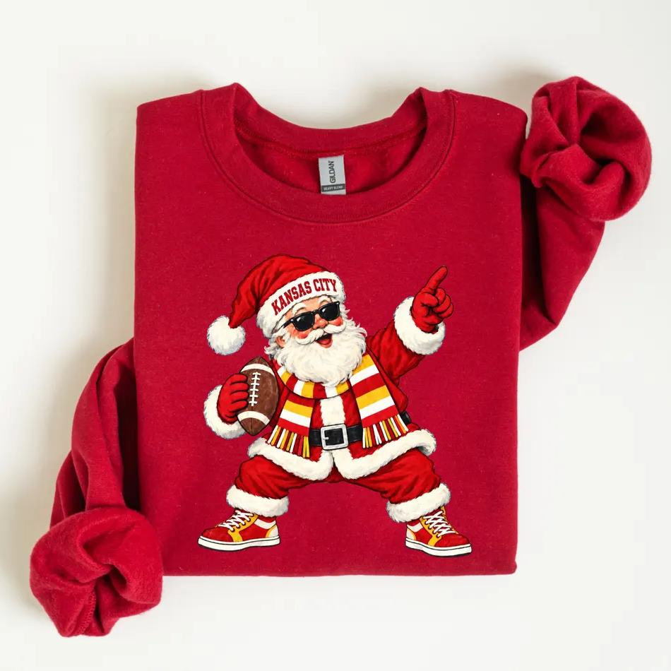 Kansas City Football Santa Sweatshirt