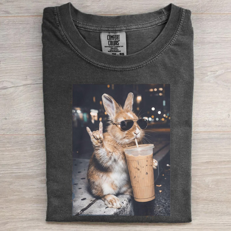 Cute Bunny Iced Coffee T-shirt