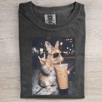 Cute Bunny Iced Coffee T-shirt