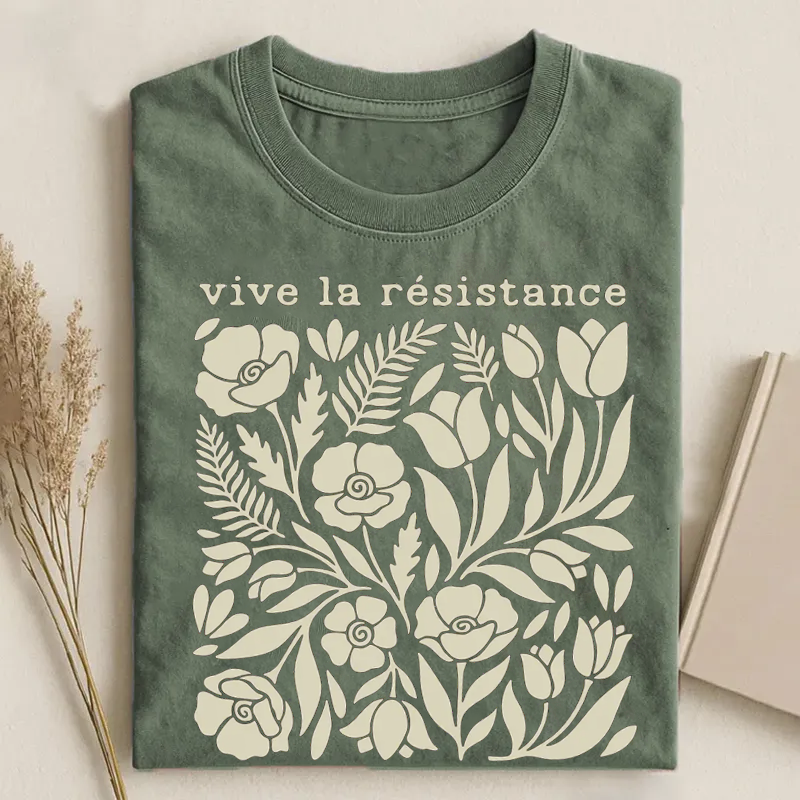 Vive La Resistance Floral Pattern T-shirt