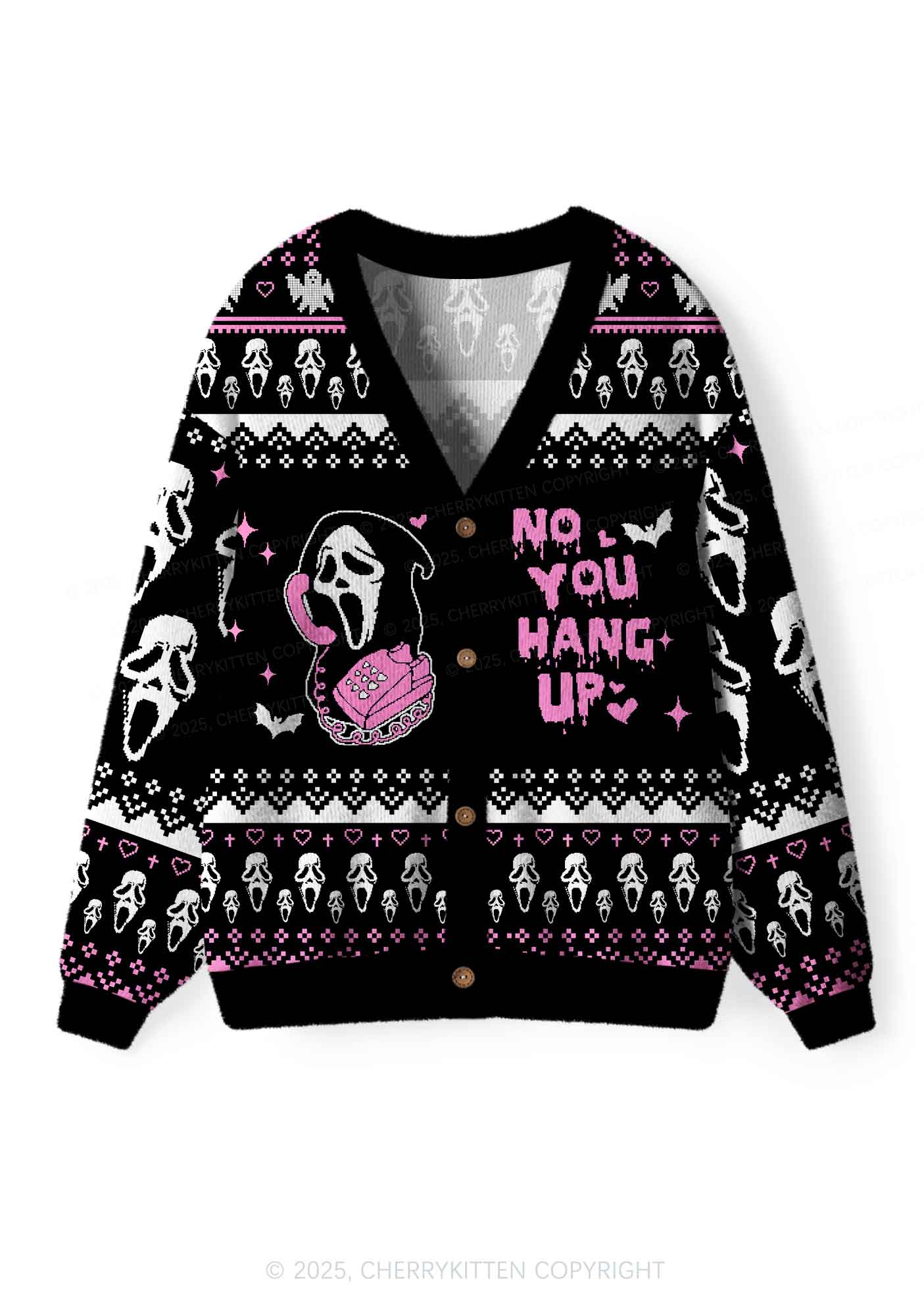 Halloween No You Hang Up Y2K Christmas Cardigan Knit Sweatshirt Cherrykitten