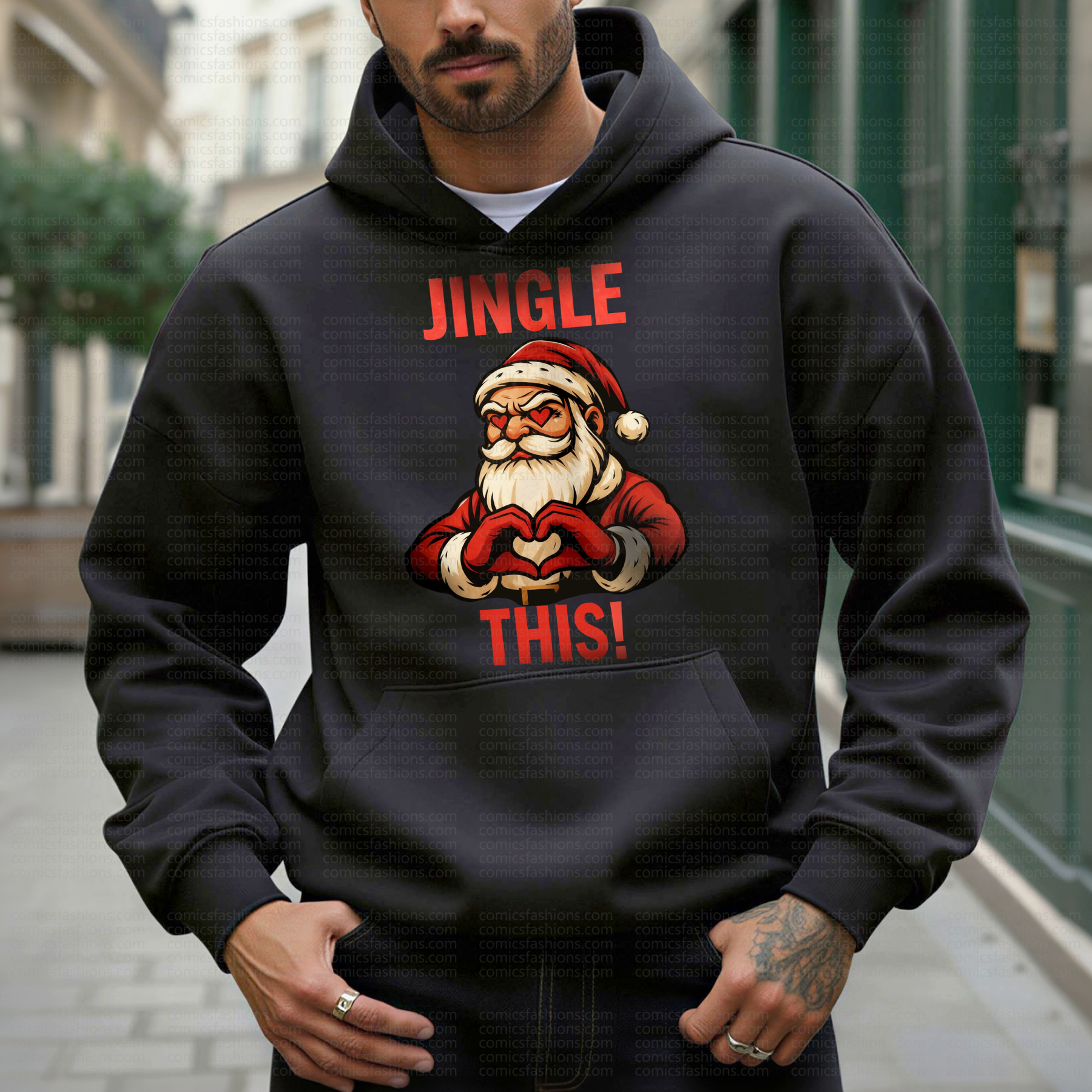 Unisex Santa Claus Print Retro Street Style Fleece-lined Hoodie