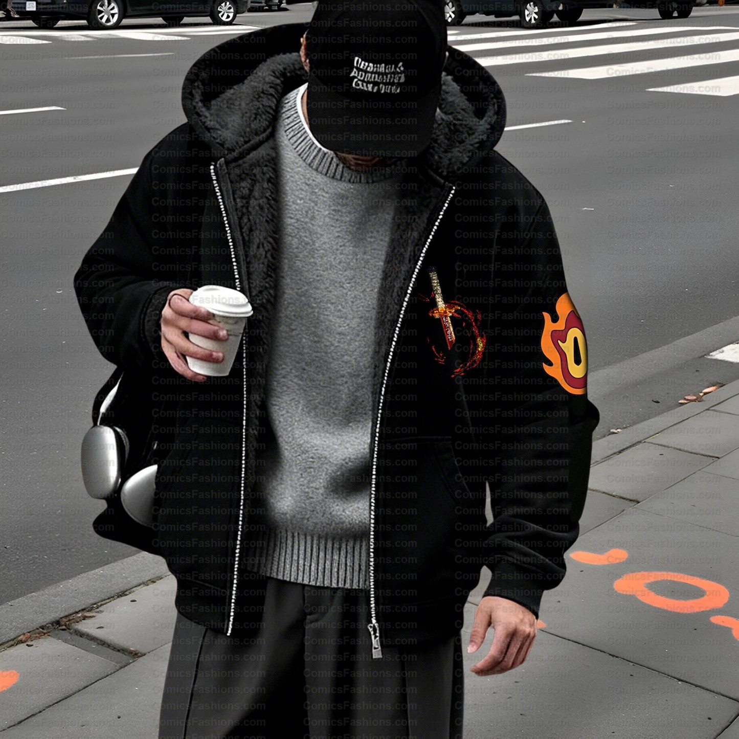 Unisex Graphic Streetwear Vintage Zipper Cardigan Plush Hoodie