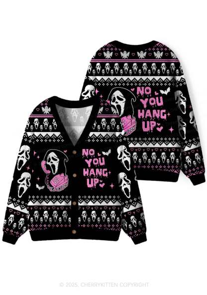 Halloween No You Hang Up Y2K Christmas Cardigan Knit Sweatshirt Cherrykitten