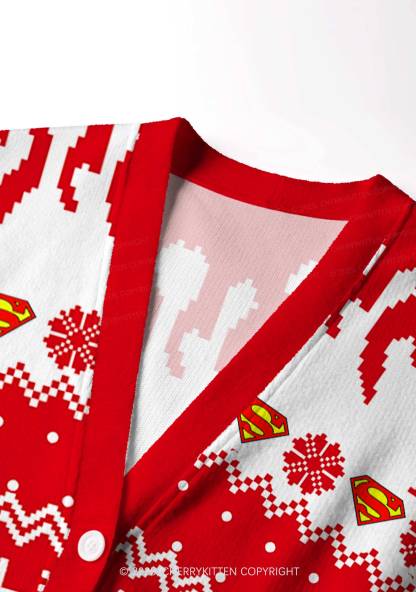 Super Santa Y2K Christmas Cardigan Knit Sweatshirt Cherrykitten
