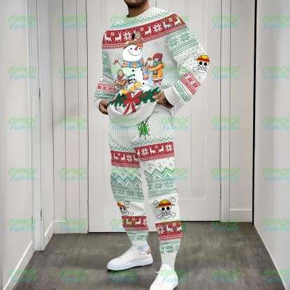 Unisex Anime 3D Print Fleece Sweatshirt and Pants Set