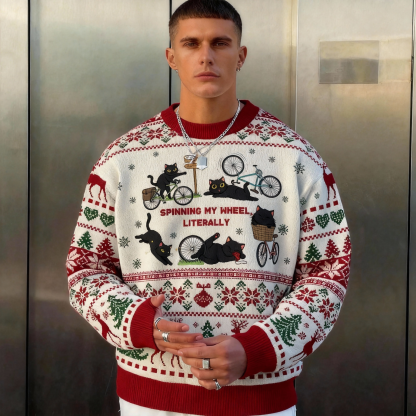 Saddies Five Cats Y2K Christmas Cardigan Knit Sweatshirt Cherrykitten