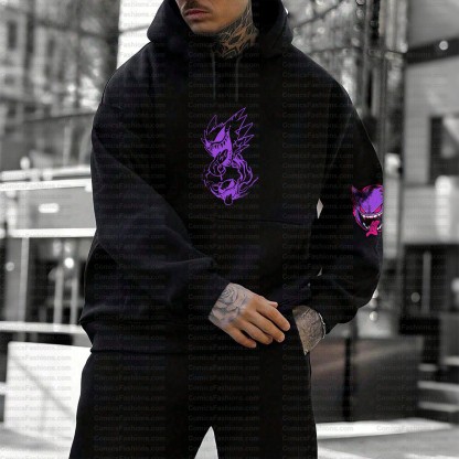 Plus Velvet Unisex Anime Graphic Streetwear Vintage Hoodie