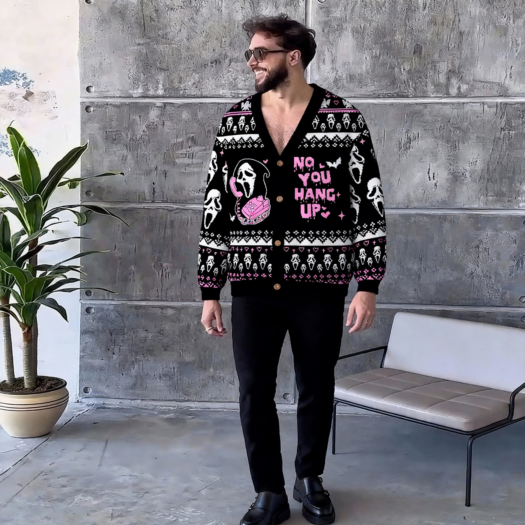 Halloween No You Hang Up Y2K Christmas Cardigan Knit Sweatshirt Cherrykitten