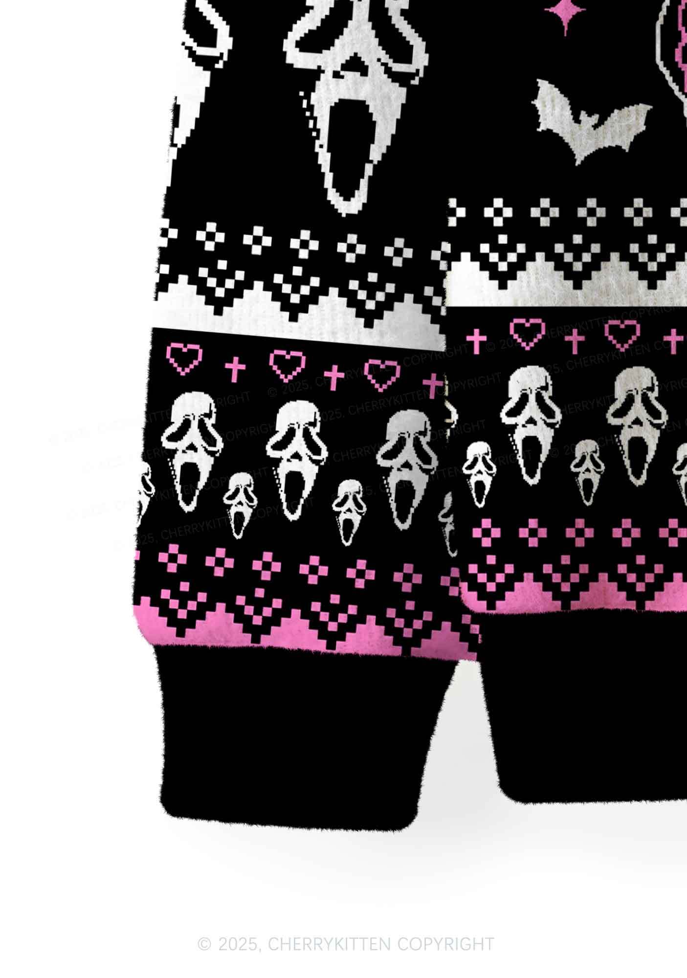 Halloween No You Hang Up Y2K Christmas Cardigan Knit Sweatshirt Cherrykitten