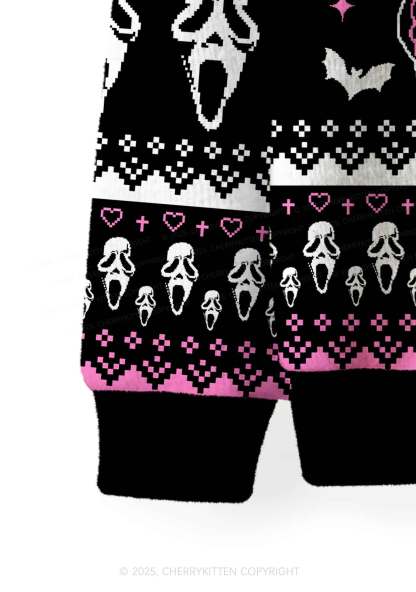 Halloween No You Hang Up Y2K Christmas Cardigan Knit Sweatshirt Cherrykitten