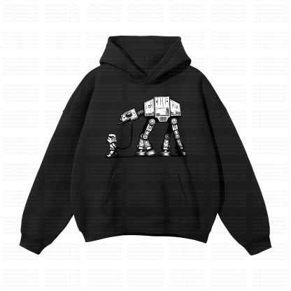 Unisex street print fleece hoodie