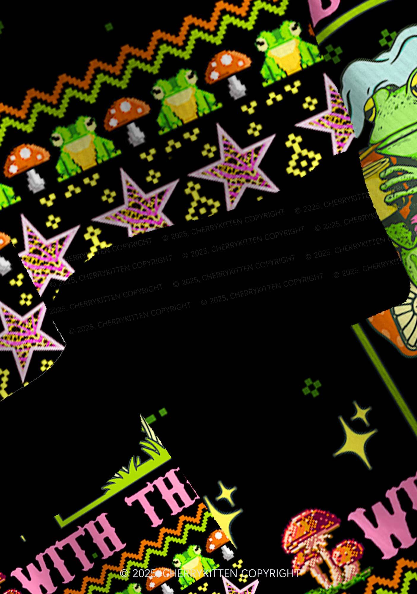 Tism Rizz Frog Y2K Christmas Cardigan Knit Sweatshirt Cherrykitten