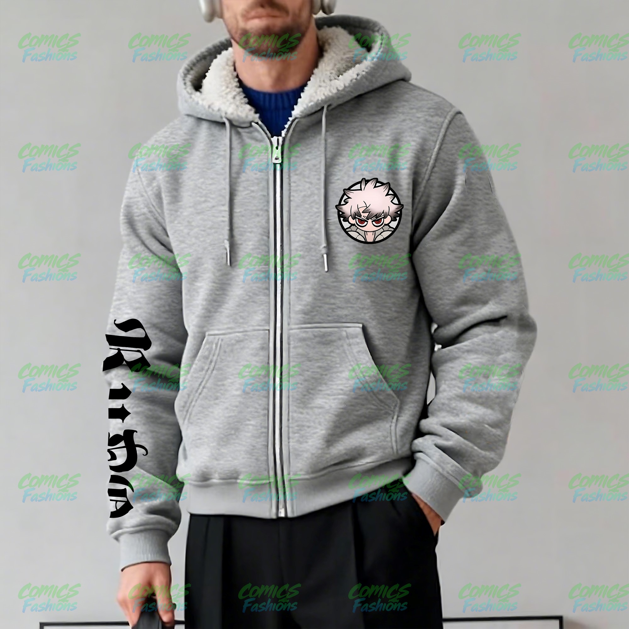 Unisex Graphic Streetwear Vintage Zipper Cardigan Plush Hoodie