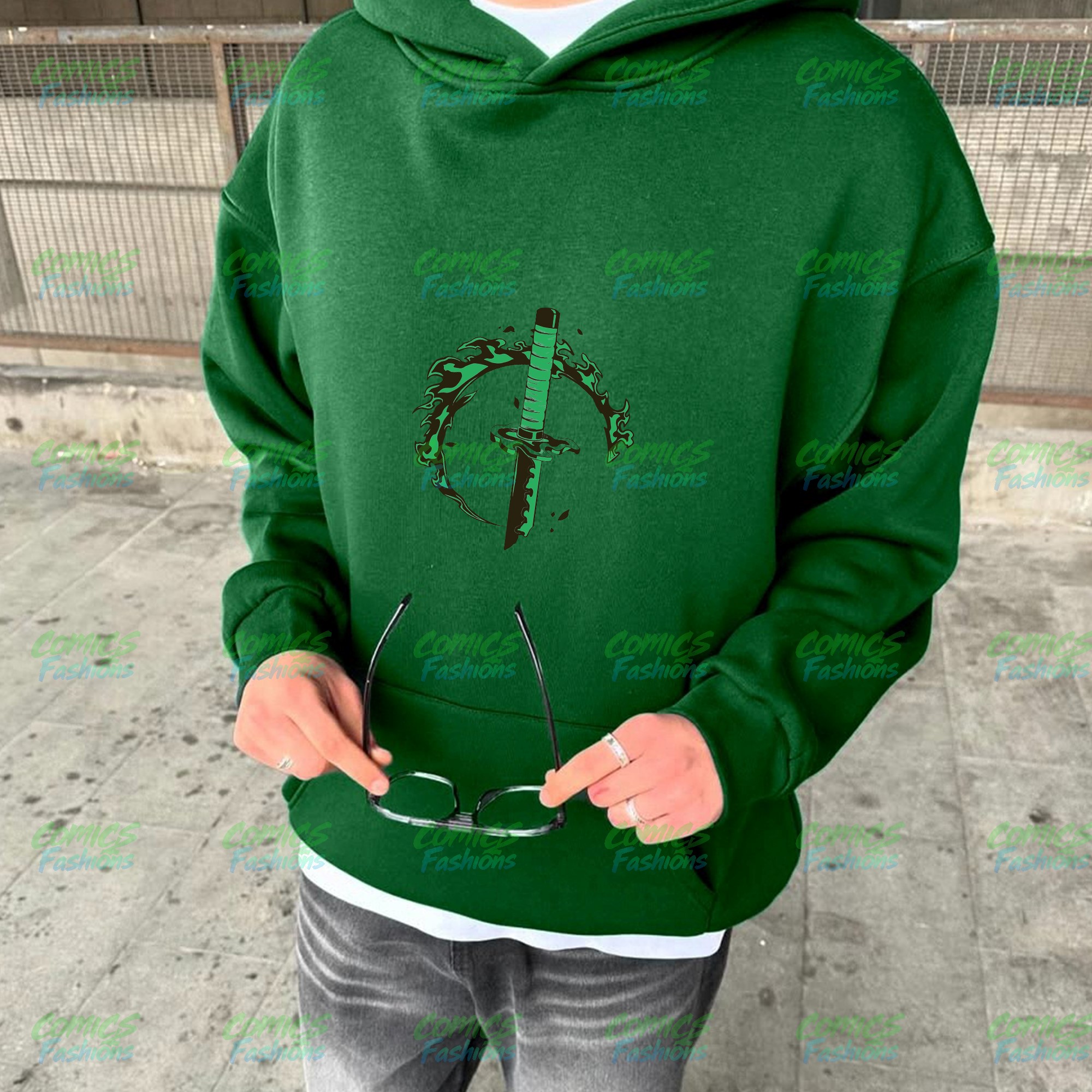 Plus Velvet Unisex Anime Graphic Streetwear Vintage Hoodie