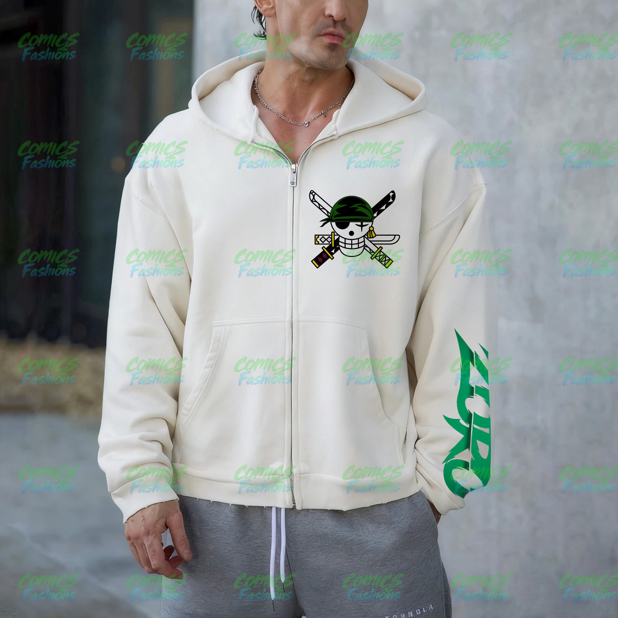 Unisex Graphic Streetwear Vintage Zipper Cardigan Plush Hoodie