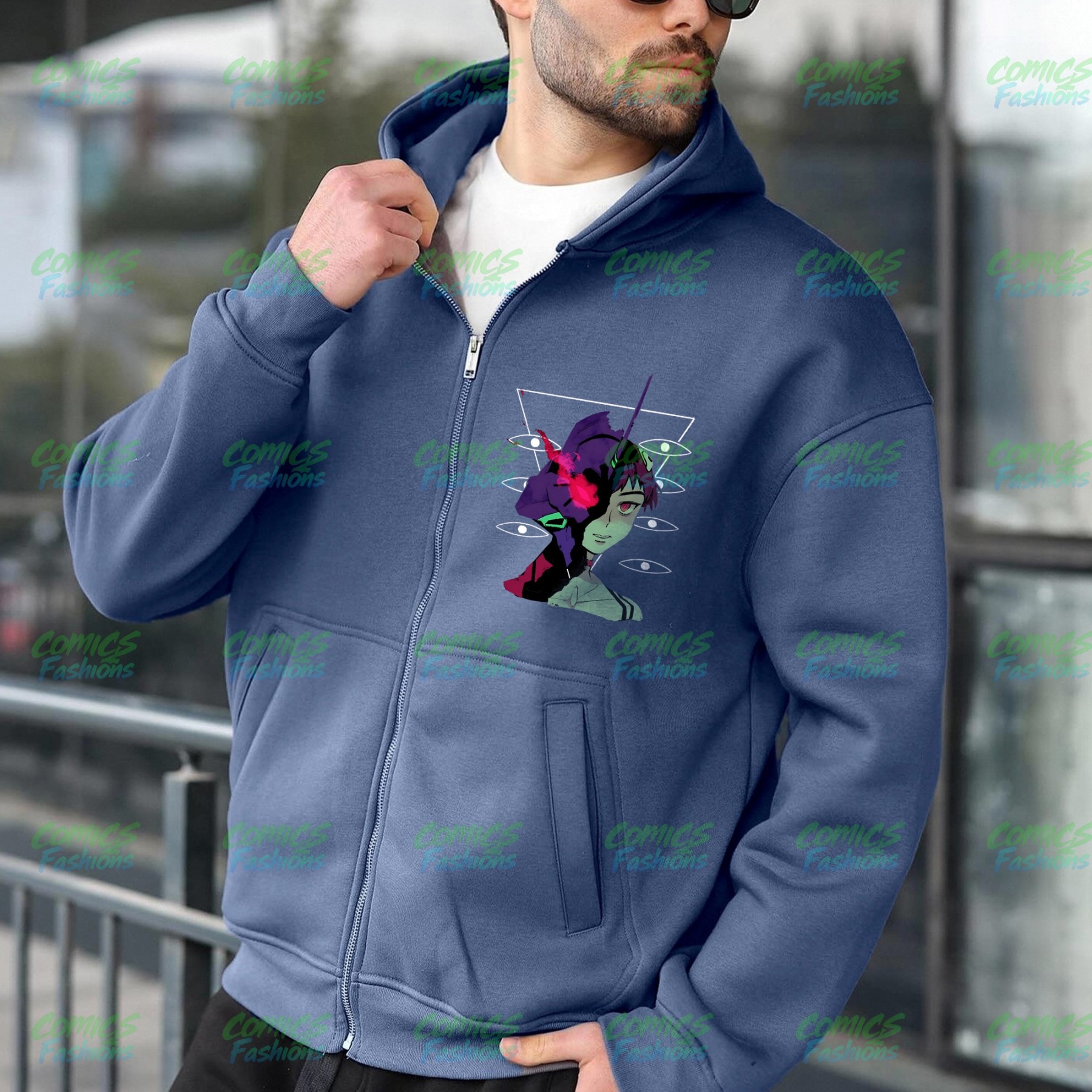 Unisex Graphic Streetwear Vintage Zipper Cardigan Plush Hoodie