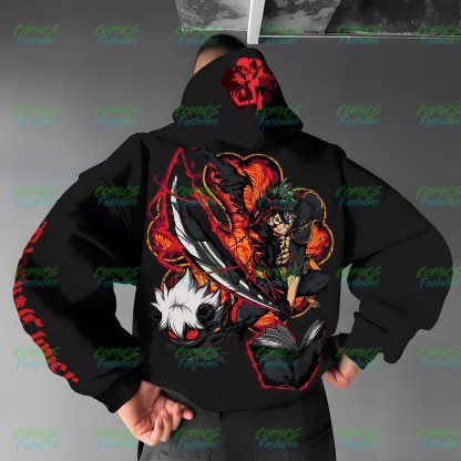 Plus Velvet Unisex Anime Graphic Streetwear Vintage Hoodie