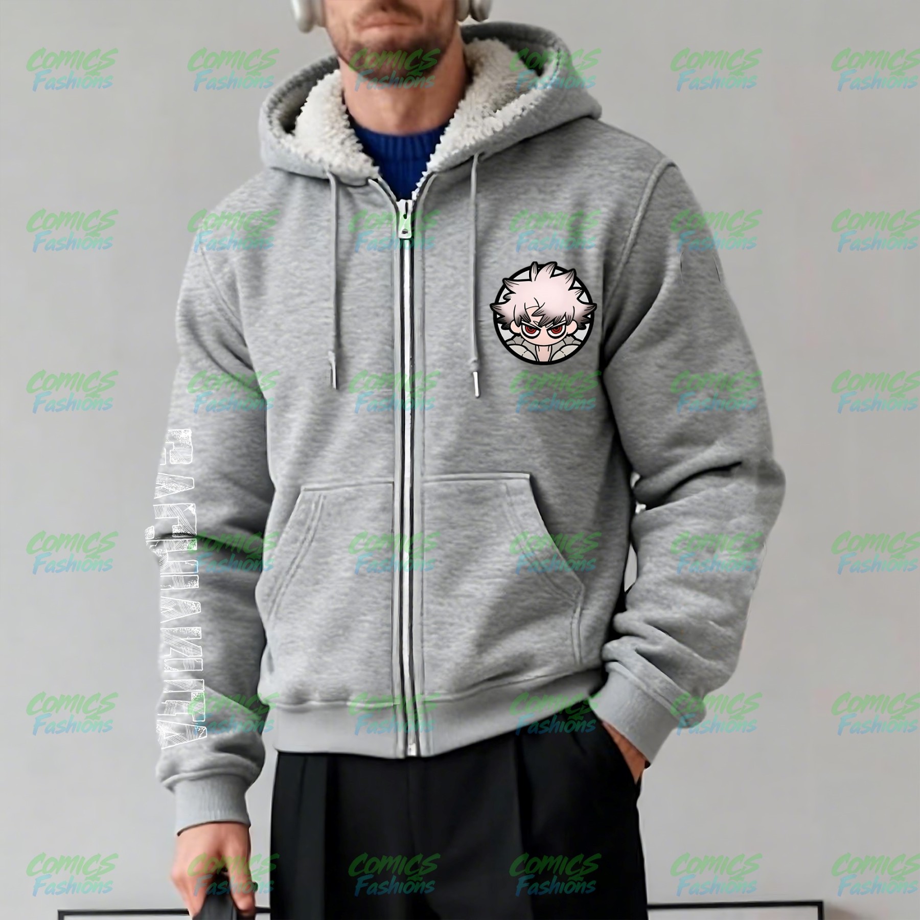 Unisex Graphic Streetwear Vintage Zipper Cardigan Plush Hoodie