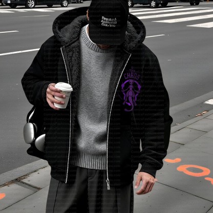 Unisex Graphic Streetwear Vintage Zipper Cardigan Plush Hoodid