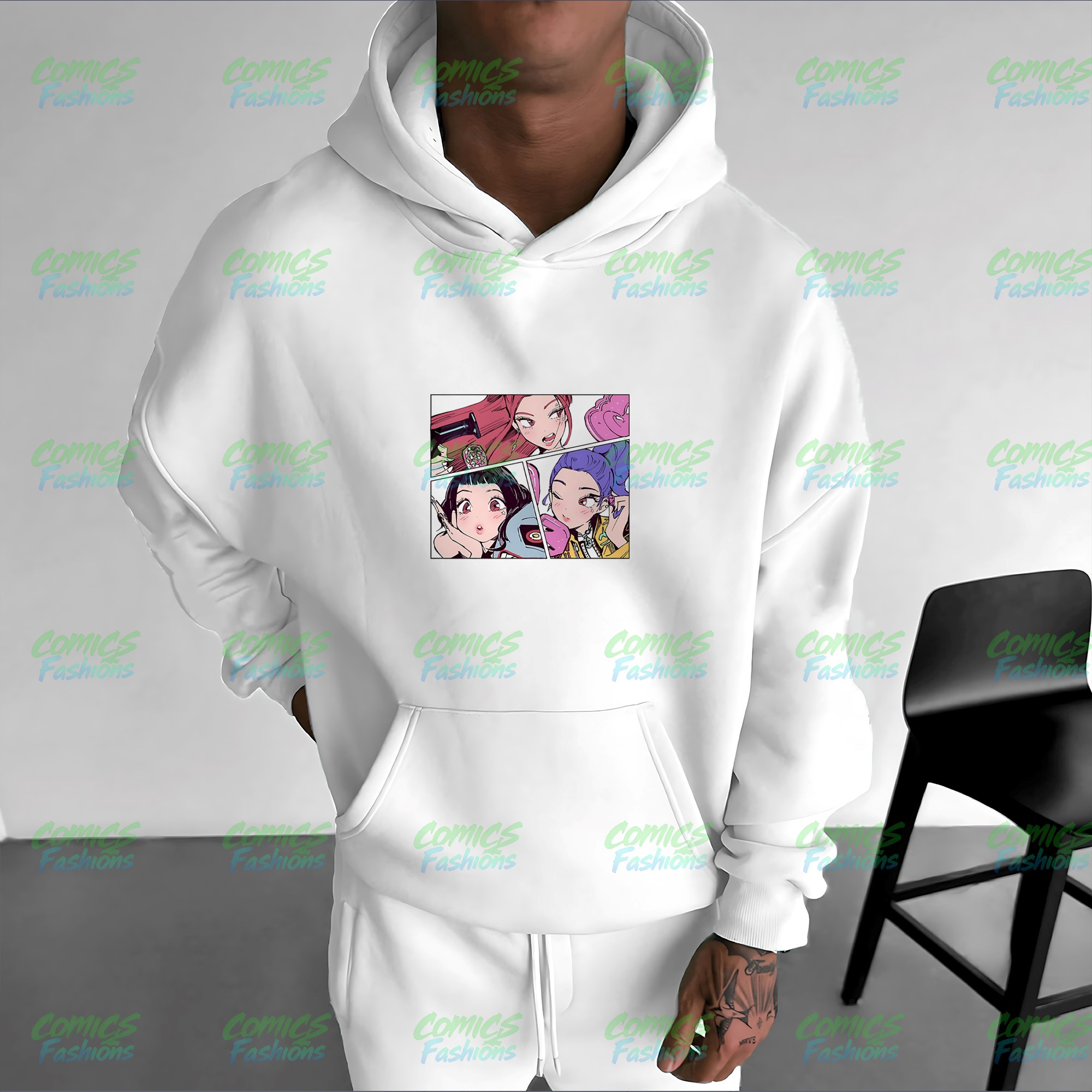 Plus Velvet Unisex Anime Graphic Streetwear Vintage Hoodie