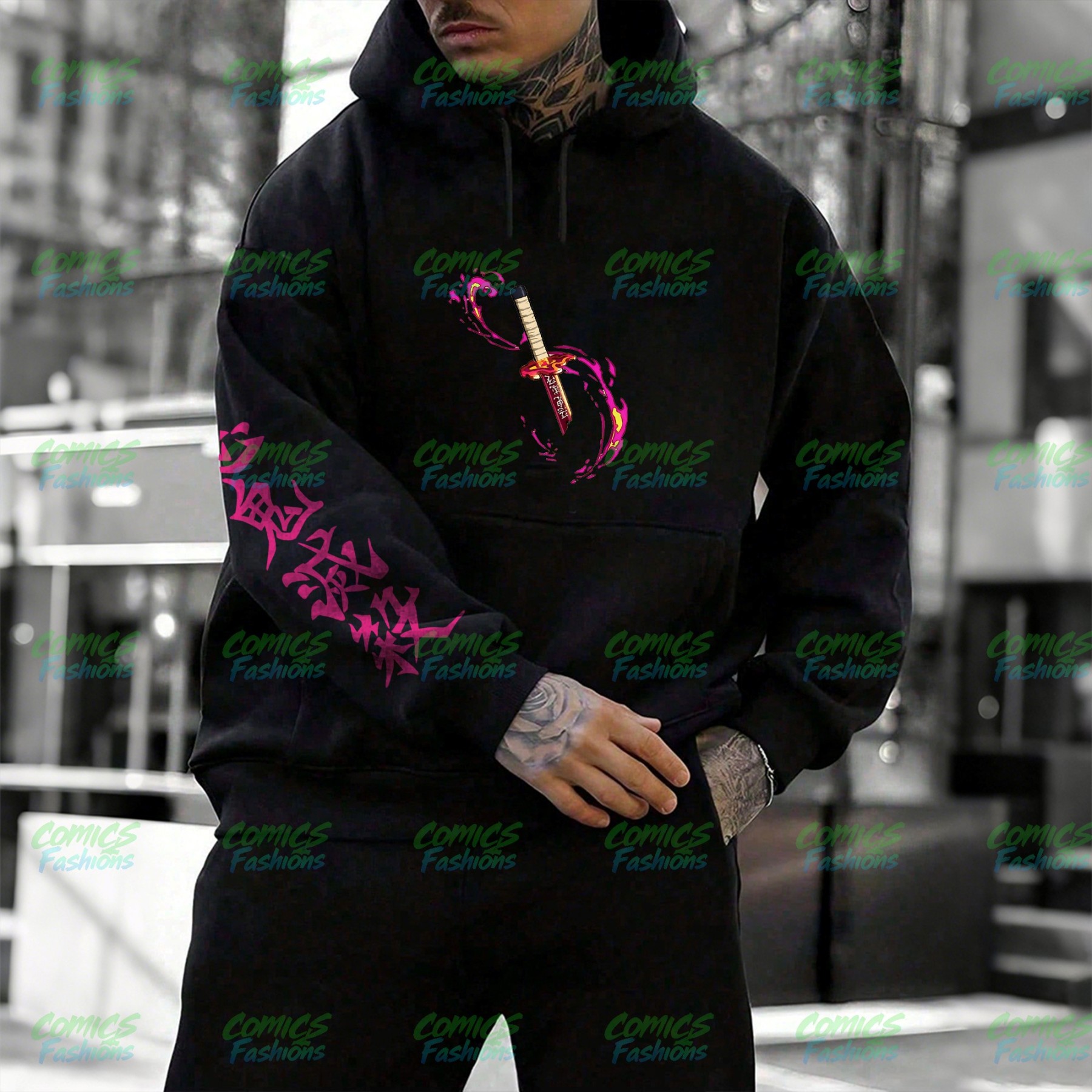 Plus Velvet Unisex Anime Graphic Streetwear Vintage Hoodie