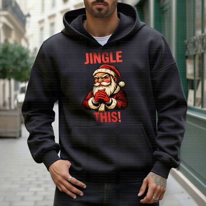 Unisex Santa Claus Print Retro Street Style Fleece-lined Hoodie