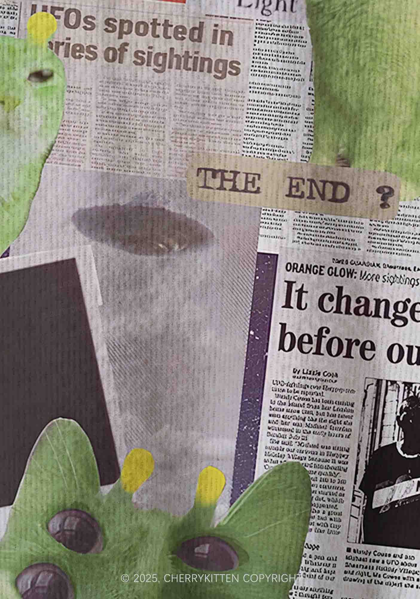 Green Alien Kitten Y2K Christmas Cardigan Knit Sweatshirt Cherrykitten