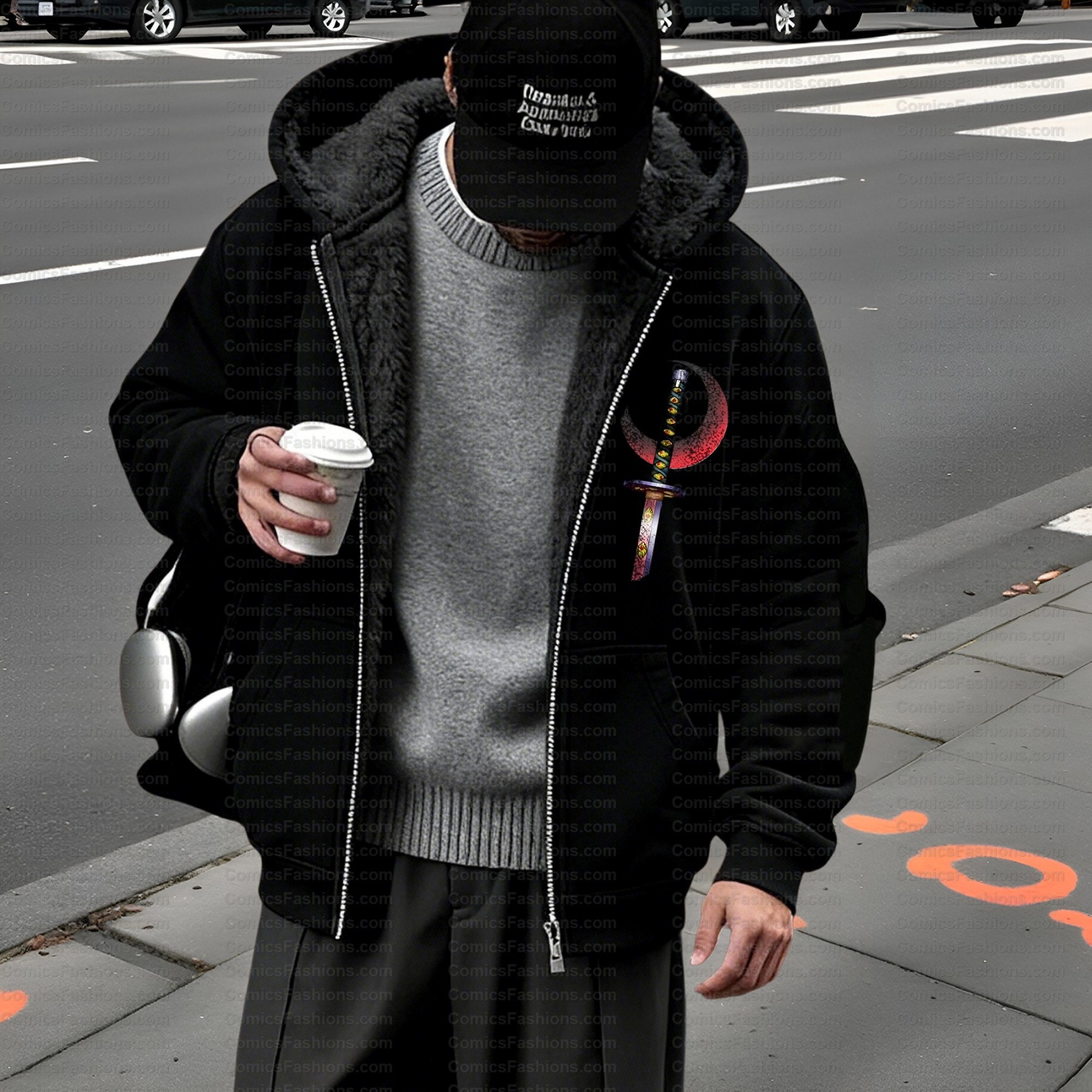 Unisex Graphic Streetwear Vintage Zipper Cardigan Plush Hoodie