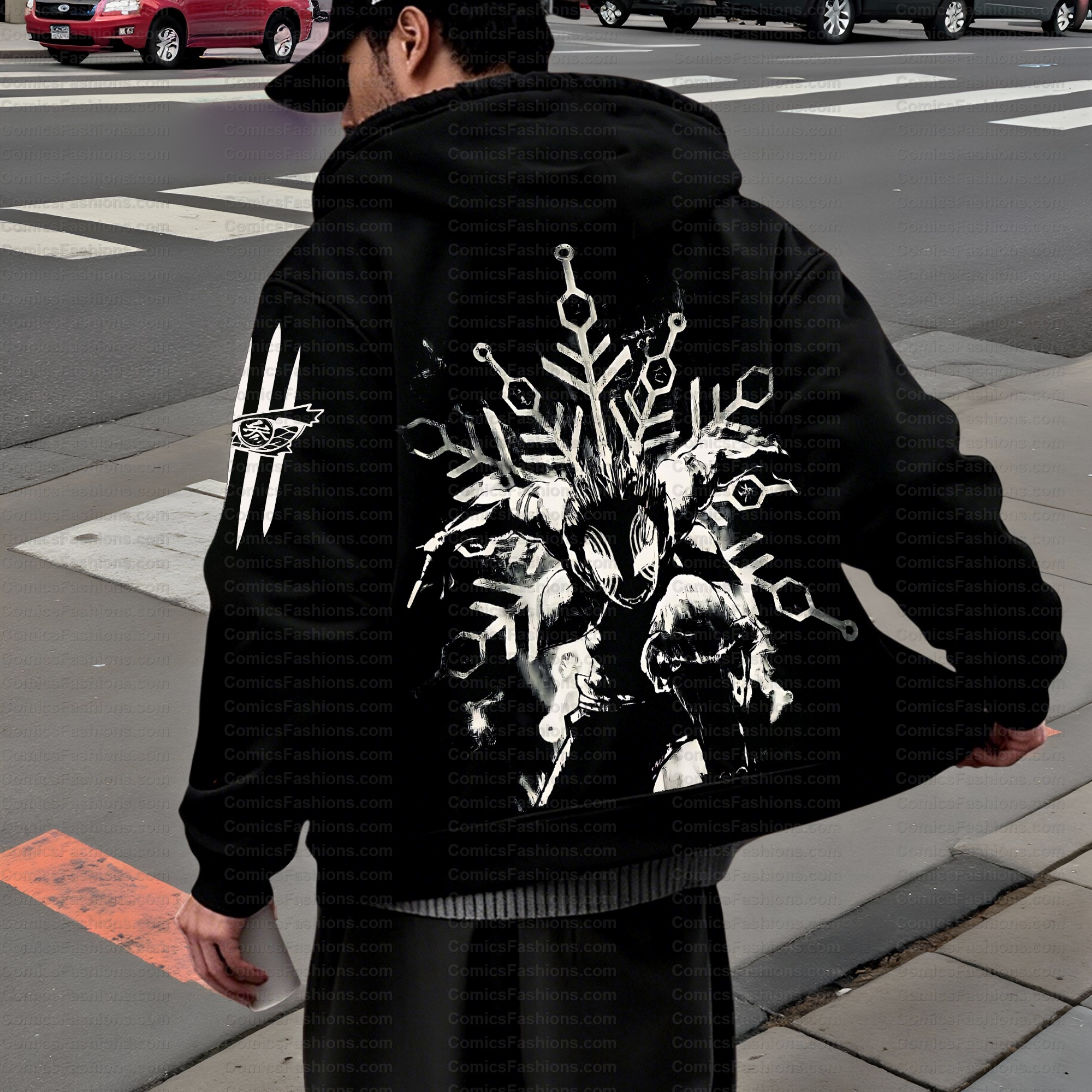 Unisex Graphic Streetwear Vintage Zipper Cardigan Plush Hoodie