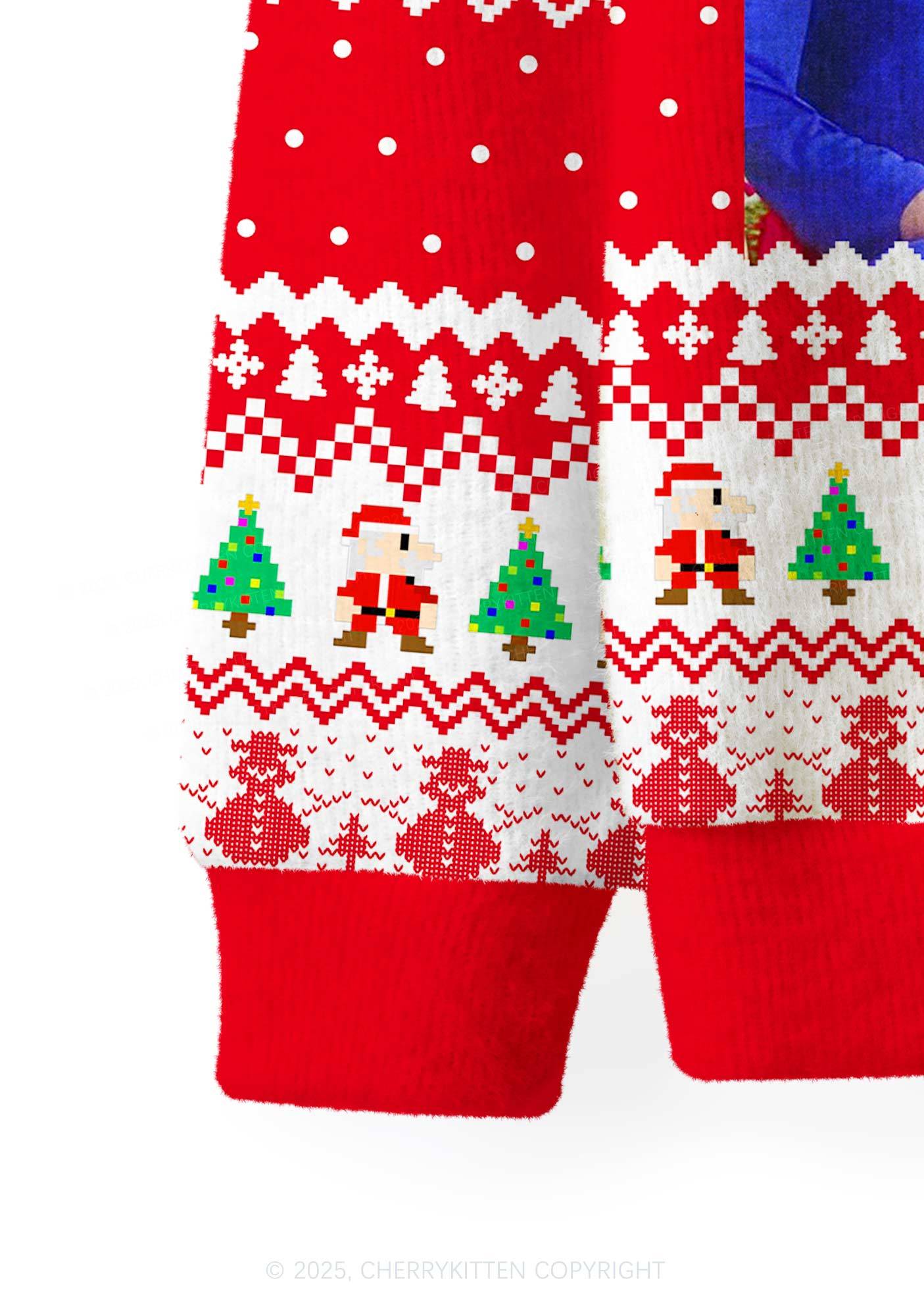 Super Santa Y2K Christmas Cardigan Knit Sweatshirt Cherrykitten