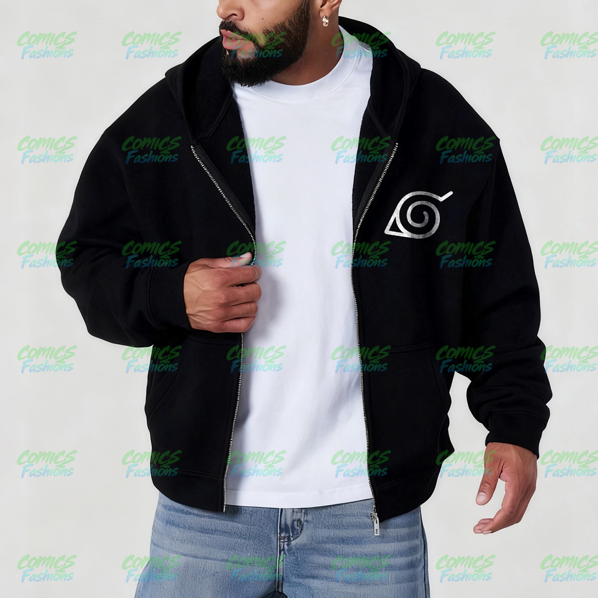 Unisex Graphic Streetwear Vintage Zipper Cardigan Plush Hoodie